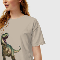 Футболка оверсайз женская Тираннозавр, цвет: миндальный — фото 2