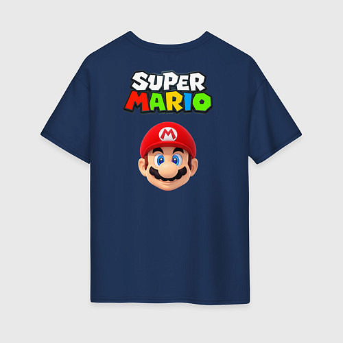 Женская футболка оверсайз Mario Princess / Тёмно-синий – фото 2