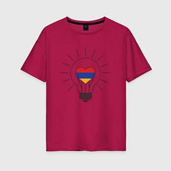 Футболка оверсайз женская Армения - Лампочка, цвет: маджента