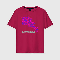 Футболка оверсайз женская Карта - Армения, цвет: маджента