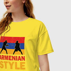 Футболка оверсайз женская Армянский стиль, цвет: желтый — фото 2