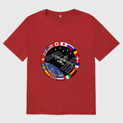 Женская футболка оверсайз Космическая станция