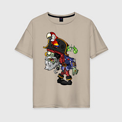 Женская футболка оверсайз Pirat Zombie