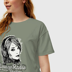 Футболка оверсайз женская Девушка ведущая радио, цвет: авокадо — фото 2