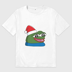 Женская футболка оверсайз Pepe, pepe happy, Пепе хеппи, pepe happy new year