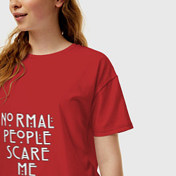 Футболка оверсайз женская Normal people scare me аиу, цвет: красный — фото 2