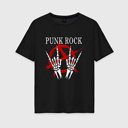 Футболка оверсайз женская Панк Рок Punk Rock, цвет: черный