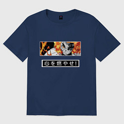 Женская футболка оверсайз Ренгоку Кенджуро взгял клинок демонов столб пламен