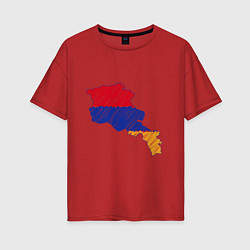Футболка оверсайз женская Карта Армения, цвет: красный