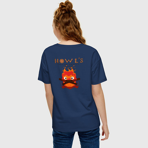 Женская футболка оверсайз OwlHowl / Тёмно-синий – фото 4