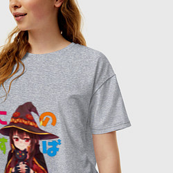 Футболка оверсайз женская Meg Black Cаt, цвет: меланж — фото 2