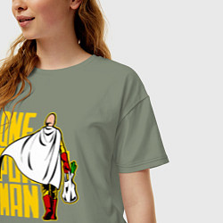 Футболка оверсайз женская Сайтама возвращается из супермаркета One Punch-Man, цвет: авокадо — фото 2