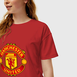 Футболка оверсайз женская Манчестер Юнайтед логотип, цвет: красный — фото 2