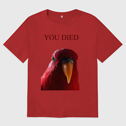 Женская футболка оверсайз Красный попугай