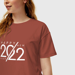 Футболка оверсайз женская Happy NY 2022, цвет: кирпичный — фото 2