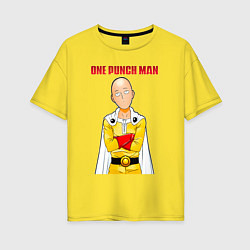 Женская футболка оверсайз Сайтама безразличие One Punch-Man