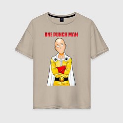 Женская футболка оверсайз Сайтама безразличие One Punch-Man