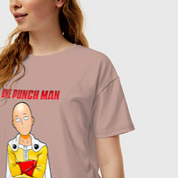 Футболка оверсайз женская Сайтама безразличие One Punch-Man, цвет: пыльно-розовый — фото 2
