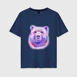 Женская футболка оверсайз Неоновый медведь
