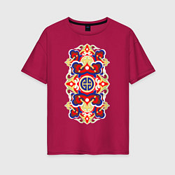 Женская футболка оверсайз Монгольский орнамент