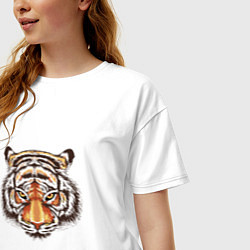 Футболка оверсайз женская Морда тигра от John Art, цвет: белый — фото 2