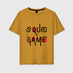 Футболка оверсайз женская Blood Squid Game, цвет: горчичный
