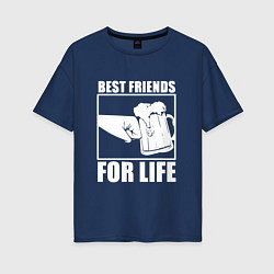 Футболка оверсайз женская Best Friends For Life-Кулак встрою, цвет: тёмно-синий