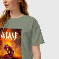 Футболка оверсайз женская Джинкс объятая пламенем Аркейн Лига легенд, цвет: авокадо — фото 2