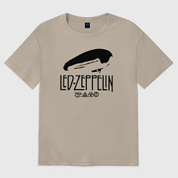 Футболка оверсайз женская Дирижабль Led Zeppelin с лого участников, цвет: миндальный