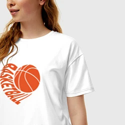 Футболка оверсайз женская Баскетбольное сердце, цвет: белый — фото 2