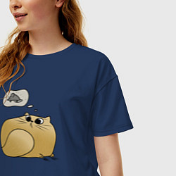 Футболка оверсайз женская Кошка картошка, цвет: тёмно-синий — фото 2