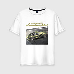 Женская футболка оверсайз Lamborghini Motorsport sketch