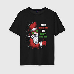 Футболка оверсайз женская Merry Christmas and Happy New Year!, цвет: черный