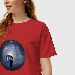 Футболка оверсайз женская Тардис доктора кто, цвет: красный — фото 2