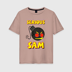 Женская футболка оверсайз Serious Sam Bomb Logo