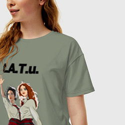 Футболка оверсайз женская T A T u Music band ТАТУ, цвет: авокадо — фото 2