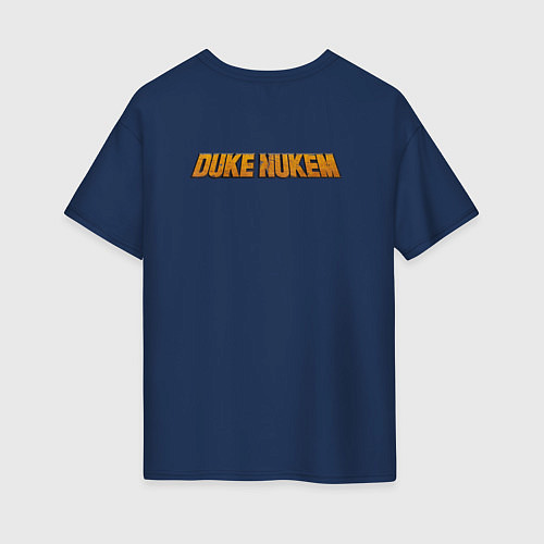 Женская футболка оверсайз Duke Nukem Logo спина / Тёмно-синий – фото 2