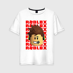 Женская футболка оверсайз ROBLOX RED LOGO LEGO FACE