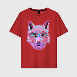 Женская футболка оверсайз Neon fox in glass