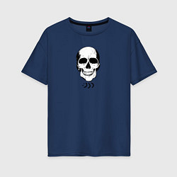 Футболка оверсайз женская Smiling Skull, цвет: тёмно-синий
