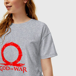 Футболка оверсайз женская GOD OF WAR RED LOGO RAGNAROK, цвет: меланж — фото 2