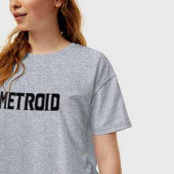 Футболка оверсайз женская Metroid Dread Black Logo, цвет: меланж — фото 2