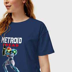 Футболка оверсайз женская САМУС АРАН Metroid Dread, цвет: тёмно-синий — фото 2