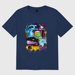 Женская футболка оверсайз Geometry Dash: Pixel Logo