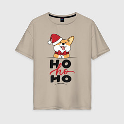 Женская футболка оверсайз Corgi Ho ho Ho