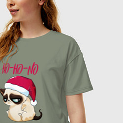 Футболка оверсайз женская Ugly cat Ho-Ho-No, цвет: авокадо — фото 2