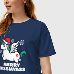 Футболка оверсайз женская Merry Kissmyass Unicorn, цвет: тёмно-синий — фото 2