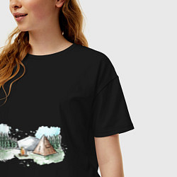 Футболка оверсайз женская Поход в горы, цвет: черный — фото 2