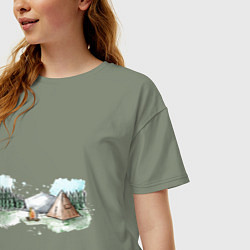 Футболка оверсайз женская Поход в горы, цвет: авокадо — фото 2