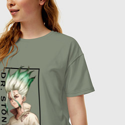Футболка оверсайз женская Доктор Стоун Сенку Ишигами, цвет: авокадо — фото 2
